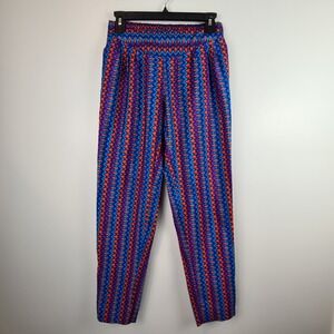 Bisou‎ Bisou Michele Bohbot Geo Stripe Print Pants XS Casual Streetwear Blue
